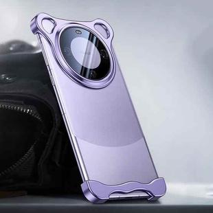 For Huawei Mate 60 Frameless Metal Corner Pad Phone Case with Lens Film(Purple)