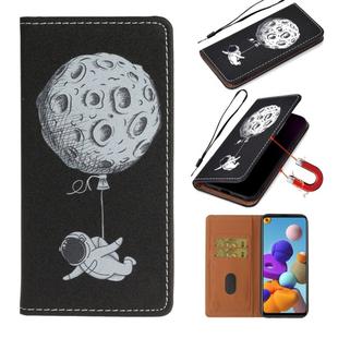 For Samsung Galaxy A21s Pure Color Painting Horizontal Flip Leather Case with Card Slot & Holder(Starman)