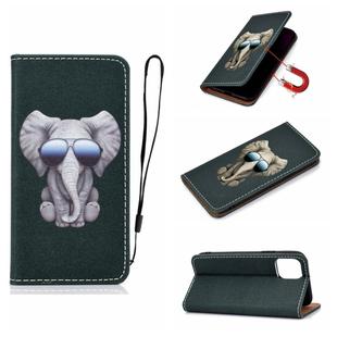 For iPhone 12 mini Pure Color Painting Horizontal Flip Leather Case with Card Slot & Holder(Elephant)