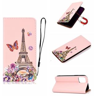 For iPhone 12 mini Pure Color Painting Horizontal Flip Leather Case with Card Slot & Holder(Iron Tower)