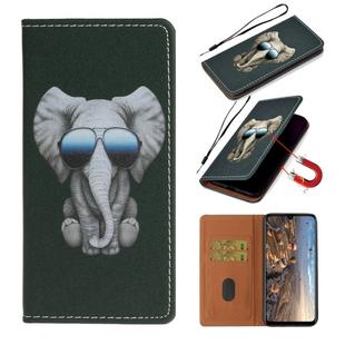 For Huawei P Smart (2020) Pure Color Painting Horizontal Flip Leather Case with Card Slot & Holder(Elephant)