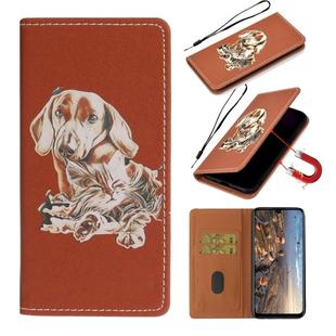 For Huawei P Smart (2020) Pure Color Painting Horizontal Flip Leather Case with Card Slot & Holder(Dog)