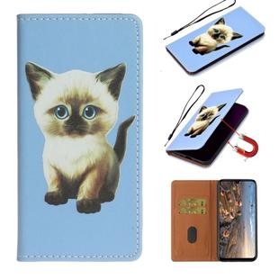 For Huawei P Smart (2020) Pure Color Painting Horizontal Flip Leather Case with Card Slot & Holder(Cat)