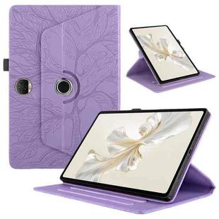 For Honor Pad 9 Tree Life Embossed Rotation Leather Tablet Case(Purple)