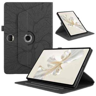 For Honor Pad 9 Tree Life Embossed Rotation Leather Tablet Case(Black)