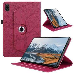 For Honor Pad X8a Tree Life Embossed Rotation Leather Tablet Case(Red)