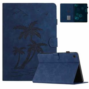 For Samsung Galaxy Tab A9 X110/X115 Coconut Tree Embossed Leather Tablet Case(Blue)