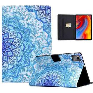 For Lenovo Tab M11 / Xiaoxin Pad 11 2024 Electric Pressed Colored Drawing Smart Leather Tablet Case(Green Flower)