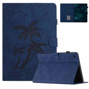 For Samsung Galaxy Tab A8 10.5 2021 X200/X205 Coconut Tree Embossed Smart Leather Tablet Case(Blue)