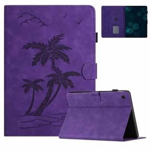 For Samsung Galaxy Tab S6 Lite P610/P615 Coconut Tree Embossed Smart Leather Tablet Case(Purple)