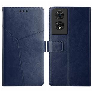 For TCL 505 Y-shaped Pattern Flip Leather Phone Case(Blue)
