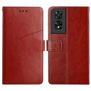 For TCL 50 SE/40 NxtPaper 4G Y-shaped Pattern Flip Leather Phone Case(Brown)