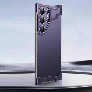 For Samsung Galaxy S24 Ultra 5G Frameless Metal Corner Pad Phone Case with Lens Film(Purple)