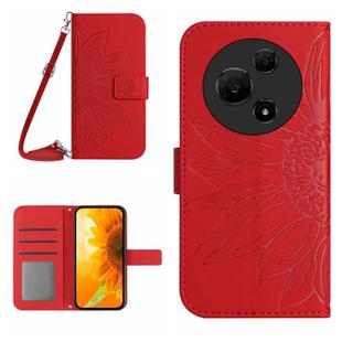For TCL 60 NxtPaper 4G Skin Feel Sun Flower Embossed Flip Leather Phone Case with Lanyard(Red)