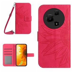 For TCL 60 NxtPaper 4G Skin Feel Sun Flower Embossed Flip Leather Phone Case with Lanyard(Rose Red)