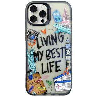 For iPhone 15 Pro Max Colorful Painting TPU + PC Phone Case(Travel Tags)