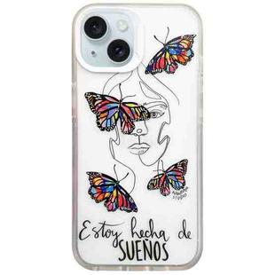 For iPhone 15 Colorful Painting TPU + PC Phone Case(Butterflies)