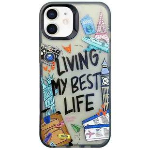 For iPhone 12 Colorful Painting TPU + PC Phone Case(Travel Tags)