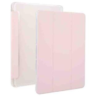 For Honor Pad 9 3-fold Clear TPU Smart Leather Tablet Case with Pen Slot(Sand Pink)