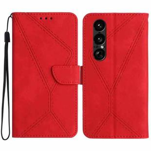 For Sony Xperia 1 VII Stitching Embossed Leather Phone Case(Red)