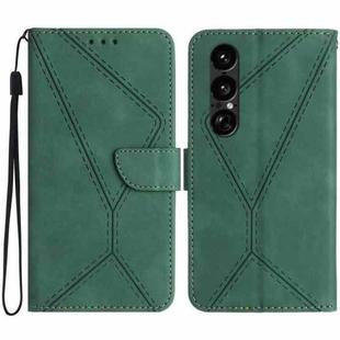 For Sony Xperia 1 VII Stitching Embossed Leather Phone Case(Green)
