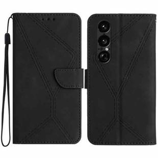 For Sony Xperia 1 VII Stitching Embossed Leather Phone Case(Black)