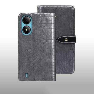 For ZTE Blade A33S idewei Crocodile Texture Leather Phone Case(Grey)