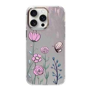 For iPhone 15 Pro Cooling Flash Feather TPU + PC Phone Case(Butterfly Flowers)