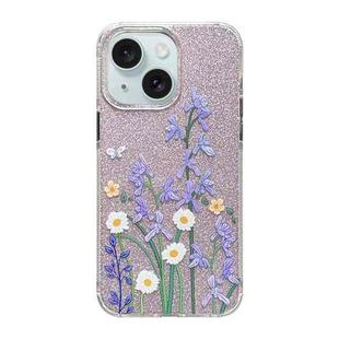 For iPhone 15 Cooling Flash Feather TPU + PC Phone Case(Daisy)