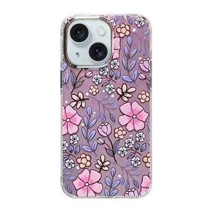 For iPhone 15 Cooling Flash Feather TPU + PC Phone Case(Flowery Field)
