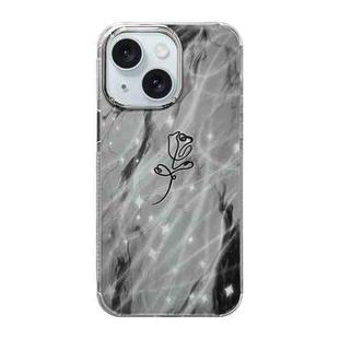 For iPhone 15 Cooling Flash Feather TPU + PC Phone Case(Brief Rose)