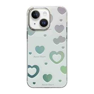 For iPhone 14 Cooling Flash Feather TPU + PC Phone Case(Love Heart)