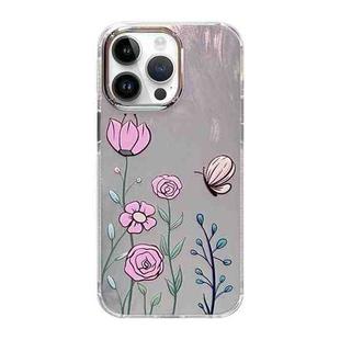 For iPhone 14 Pro Cooling Flash Feather TPU + PC Phone Case(Butterfly Flowers)