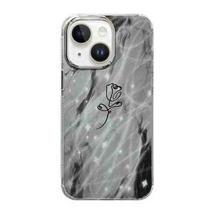 For iPhone 13 Cooling Flash Feather TPU + PC Phone Case(Brief Rose)