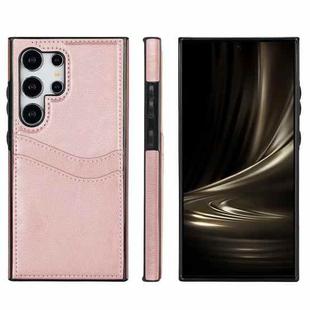 For Samsung Galaxy S24 Ultra 5G Litchi Leather Skin Card Slots Phone Case(Rose Gold)