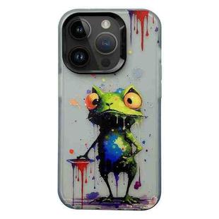 For iPhone 14 Pro Max Painted Color Ink Animals TPU Phone Case(Graffiti Frog)