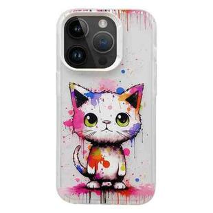 For iPhone 14 Pro Max Painted Color Ink Animals TPU Phone Case(Graffiti Cat)