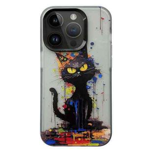 For iPhone 12 Pro Painted Color Ink Animals TPU Phone Case(Black Cat)