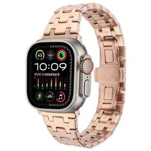 For Apple Watch Ultra 2 49mm Double T Stainless Steel Watch Band(Rose Gold)