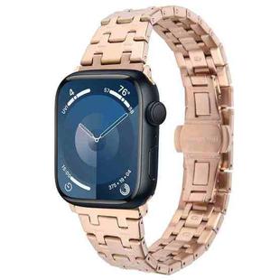 For Apple Watch Series 9 41mm Double T Stainless Steel Watch Band(Rose Gold)