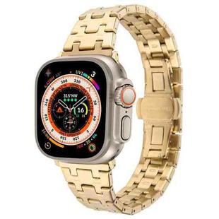 For Apple Watch Ultra 49mm Double T Stainless Steel Watch Band(Gold)