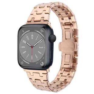 For Apple Watch Series 8 41mm Double T Stainless Steel Watch Band(Rose Gold)