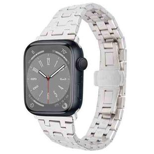 For Apple Watch SE 2022 40mm Double T Stainless Steel Watch Band(Starlight)