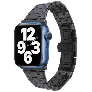 For Apple Watch Series 7 41mm Double T Stainless Steel Watch Band(Black)