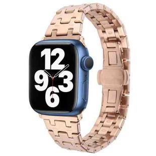 For Apple Watch Series 7 41mm Double T Stainless Steel Watch Band(Rose Gold)