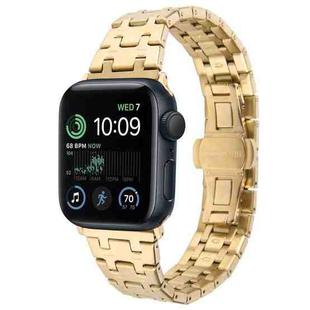 For Apple Watch SE 40mm Double T Stainless Steel Watch Band(Gold)