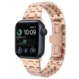 For Apple Watch SE 40mm Double T Stainless Steel Watch Band(Rose Gold)