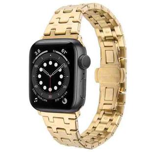 For Apple Watch Series 6 40mm Double T Stainless Steel Watch Band(Gold)