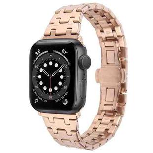 For Apple Watch Series 6 40mm Double T Stainless Steel Watch Band(Rose Gold)