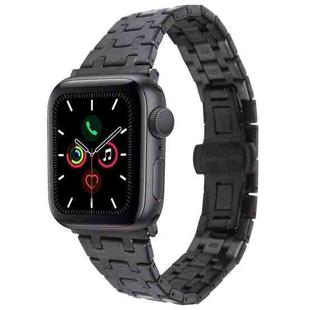 For Apple Watch Series 5 44mm Double T Stainless Steel Watch Band(Black)